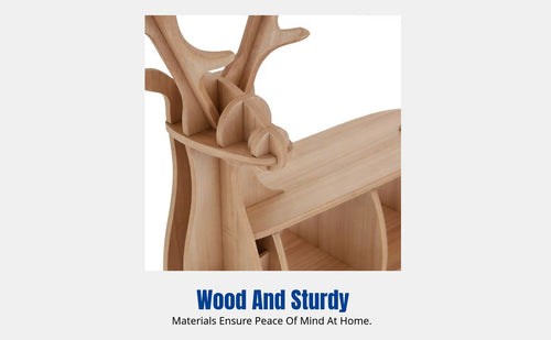 Nordic Book Rack, Creative Deer-Shaped Storage Shelf, Animal-Inspired Design, Home Decor, Shop Display, Multitier Wood
