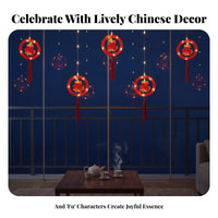 Red Lantern Curtain, Chinese New Year Event Decoration, Warm Ambience Lighting, Seasonal Event, Home Party Decor