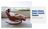 Modern Chinese Hardwood Rocking Chair, Designer Recliner, Ergonomic Lounge Sofa for Living Room, Balcony, Home