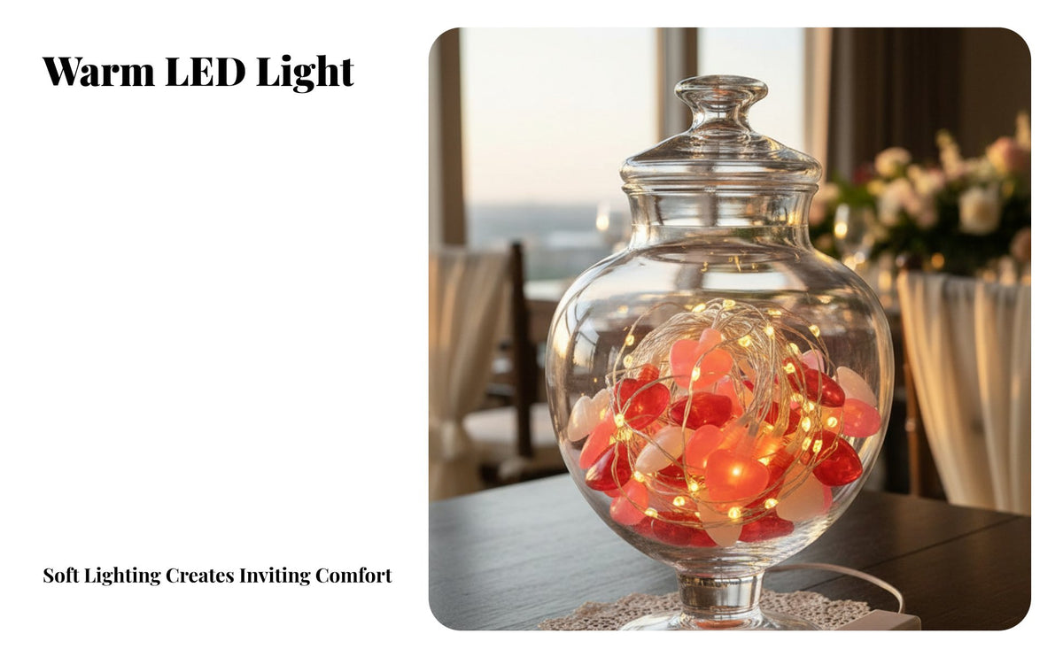 Valentine's Day Heart LED Battery Operated, Red Rose Cream Mix, Wedding Party Decor