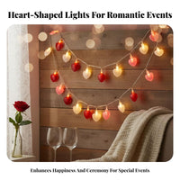 Valentine's Day Heart LED Battery Operated, Red Rose Cream Mix, Wedding Party Decor