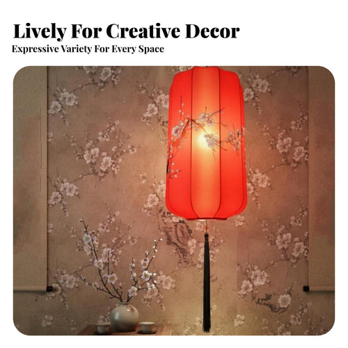 Colorful Chinese Fabric Lantern, Hand-Painted Hanging Light, Timeless Decor for Restaurant, Wedding