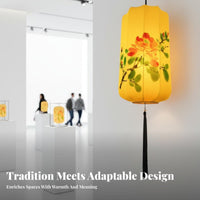 Colorful Chinese Fabric Lantern, Hand-Painted Hanging Light, Timeless Decor for Restaurant, Wedding