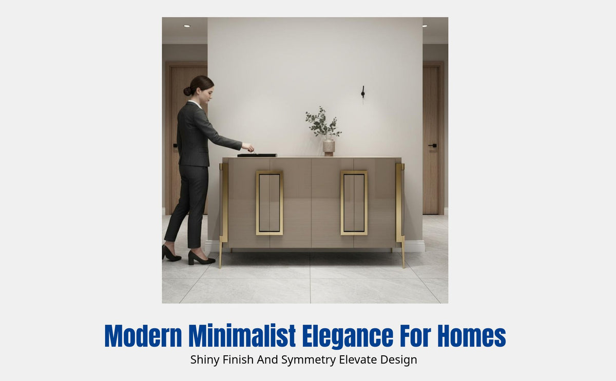 Modern Minimalist Sideboard Cabinet, Stainless Steel & Sintered Stone, Entryway Shoe Cabinet, Double Door, Small Apartment, Living Room