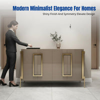 Modern Minimalist Sideboard Cabinet, Stainless Steel & Sintered Stone, Entryway Shoe Cabinet, Double Door, Small Apartment, Living Room