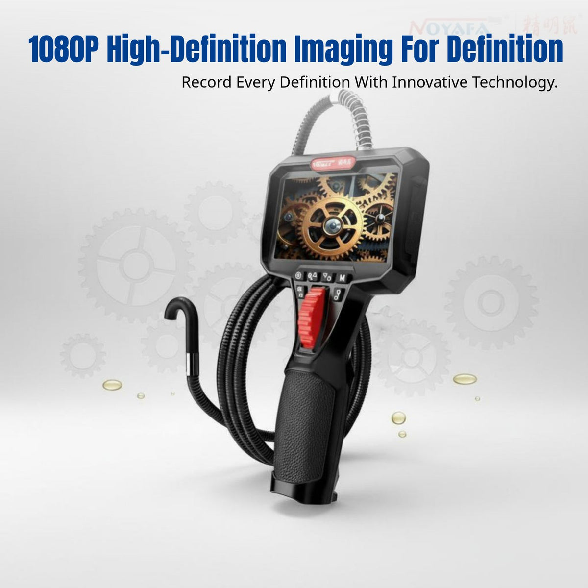 360° Rotating Commercial HD Inspection Camera, 1080P, Flexible Probe for Automotive Maintenance, Pipeline, Carbon Buildup