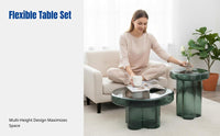 Modern Soda Glass Coffee Table, Round High-Low Combination, Minimalist Luxury, Creative Geometric Side Table for Living Room