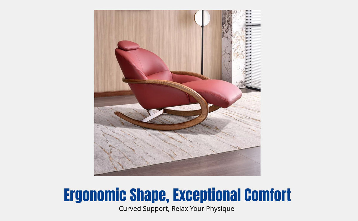 Modern Chinese hardwood rocking chair, ergonomic recliner, single sofa for living room or balcony
