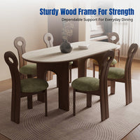 Vintage Rectangular Dining Table, Sturdy Wood Frame, Sintered Stone Top, Artistic Nordic Design for Small Spaces, Home Kitchen