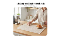 PU Leather Placemat, Waterresistant, Oilresistant, Heat-Insulated, Modern Floral Table Mat for Dining, Coffee Machine, Wash drink mat