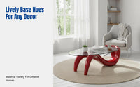 Modern Minimalist Coffee Table, Tempered Glass Oval, Creative Mermaid Design, Small Space Furniture