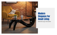 Modern Minimalist Coffee Table, Tempered Glass Oval, Creative Mermaid Design, Small Space Furniture
