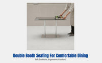 Stainless Steel Dining Table Set, Rustic Restaurant Furniture, Double Soft Booth Sofa, Hot Pot Buffet Chairs