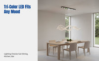 Modern Luxury Crystal Chandelier, Wave Art Pendant Light, Stainless Steel & Crystal, Adjustable LED, For Dining Room, Island, Bar Table
