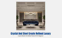 Modern Luxury Crystal Chandelier, Wave Art Pendant Light, Stainless Steel & Crystal, Adjustable LED, For Dining Room, Island, Bar Table