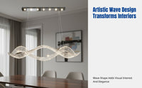 Modern Luxury Crystal Chandelier, Wave Art Pendant Light, Stainless Steel & Crystal, Adjustable LED, For Dining Room, Island, Bar Table