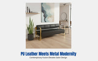 Modern Minimalist Sofa Chair for Waiting Area, Long Bench, Commercial Leather Seating, Metal Frame, Hair Salon Lounge, Luxury Design