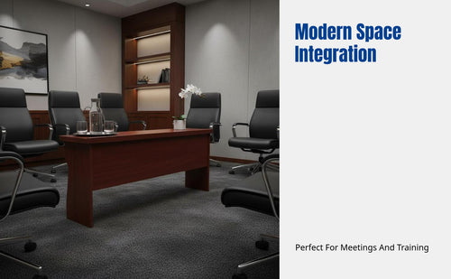 Conference Table, Solid Wood Rectangular Desk, Office Meeting Table, Multi-Scene Use, Polished Surface, Timeless Color