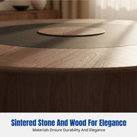 Electric Rotating Dining Table, Large Round Sintered Stone, Hotel Banquet, Modern Chinese
