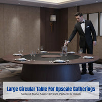Electric Rotating Dining Table, Large Round Sintered Stone, Hotel Banquet, Modern Chinese