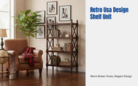 Vintage Hardwood Shelving Unit, Classic Storage Rack, Living Room Display Shelf, Multi-Tier Organizer