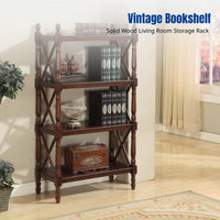 Vintage Hardwood Shelving Unit, Classic Storage Rack, Living Room Display Shelf, Multi-Tier Organizer