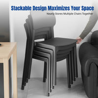 Dining Chair, Stackable, Thickened Seat, Modern Minimalist, Black, Ergonomic Backrest for Home, Kitchen, Restaurant
