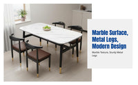 Rectangular Marble Pattern Dining Table, Modern Minimalist, Home, Kitchen