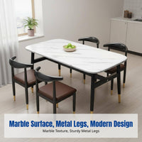Rectangular Marble Pattern Dining Table, Modern Minimalist, Home, Kitchen