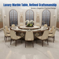 Electric Marble Dining Table for Hotel, Modern Round Table with Rotating Center, Large Capacity for Banquet, Restaurant, Lounge