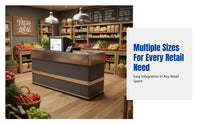Supermarket Steel-Wood Cashier Counter, Stainless Steel Commercial Bar Table, Modern Minimalist Checkout Desk for Grocery, Mall, Convenience Store