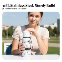 Gardenia Insulated Bottle, 316 Stainless Steel, Portable, High Capacity, Student