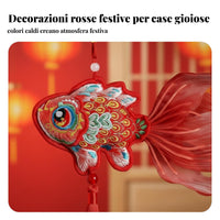 Festive Koi Fish Hanging, Embroidered Tassel, Entryway Decor, Chinese New Year