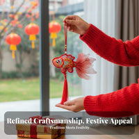 Festive Koi Fish Hanging, Embroidered Tassel, Entryway Decor, Chinese New Year