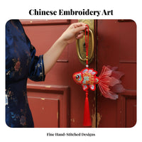 Festive Koi Fish Hanging, Embroidered Tassel, Entryway Decor, Chinese New Year