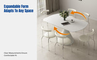 Cream Design Sintered Stone Dining Table, Rotating, Extendable, Folding, Square to Round, Modern Minimalist for Home