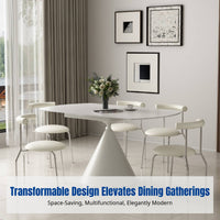 Cream Design Sintered Stone Dining Table, Rotating, Extendable, Folding, Square to Round, Modern Minimalist for Home