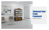 Magazine Rack with Cabinet Door, Office Display Shelf, Floor Standing Storage Organizer