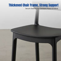 Stackable Dining Chair, Thickened Seat, Modern Minimalist, Black, Ergonomic Backrest, Home & Restaurant