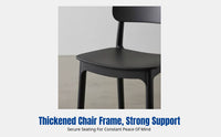 Stackable Dining Chair, Thickened Seat, Modern Minimalist, Black, Ergonomic Backrest, Home & Restaurant