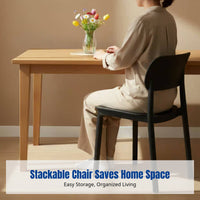 Stackable Dining Chair, Thickened Seat, Modern Minimalist, Black, Ergonomic Backrest, Home & Restaurant