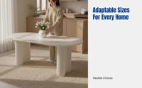 Modern Cream Sintered Stone Dining Table Set, Oval, Space-Saving, Minimalist for Small Apartments, Home