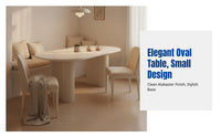 Modern Cream Sintered Stone Dining Table Set, Oval, Space-Saving, Minimalist for Small Apartments, Home