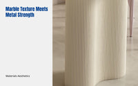 Modern Cream Sintered Stone Dining Table Set, Oval, Space-Saving, Minimalist for Small Apartments, Home