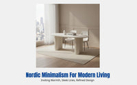 Modern Cream Sintered Stone Dining Table Set, Oval, Space-Saving, Minimalist for Small Apartments, Home