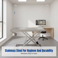 Pet Grooming Table, Stainless Steel, Adjustable Height, Veterinary Surgery Table, IV Stand, For Pet Clinic & Grooming Shop