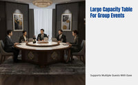Hotel Dining Table, Electric Marble Round Table, Modern Wood Rotating Hot Pot Table, Large Capacity, Restaurant Banquet