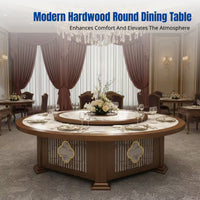 Hotel Dining Table, Electric Marble Round Table, Modern Wood Rotating Hot Pot Table, Large Capacity, Restaurant Banquet