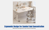 Hand Crank Adjustable Desk, Kids Study Table and Chair Set, Ergonomic Office Desk for Home Study Room