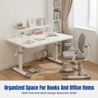 Hand Crank Adjustable Desk, Kids Study Table and Chair Set, Ergonomic Office Desk for Home Study Room